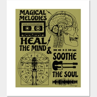 MAGICAL MELODIES Heal The Mind & Soothe The Soul (black print) Posters and Art